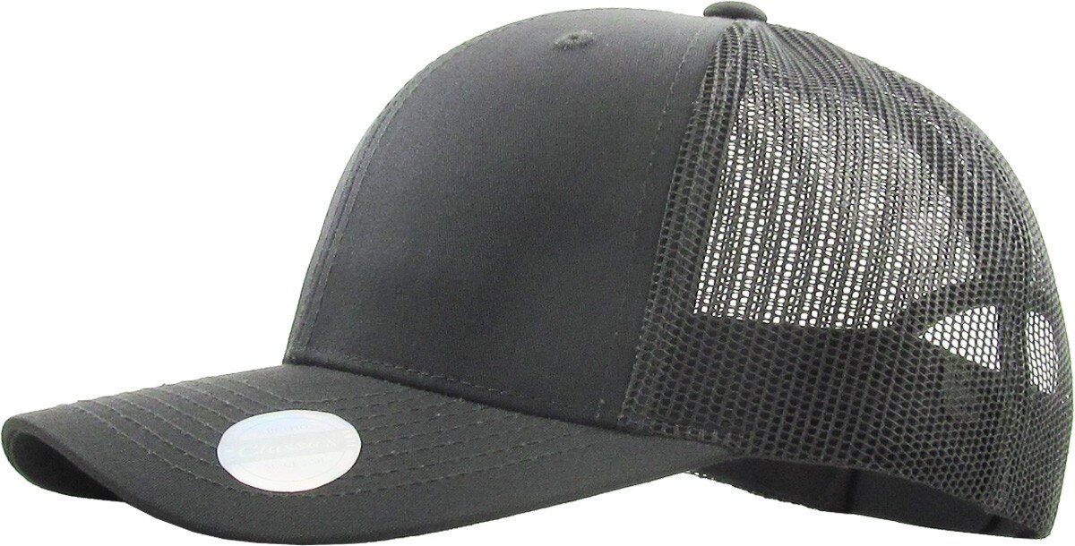 Dark Gray Classic 6 Panel Trucker Mesh Snapback Side View